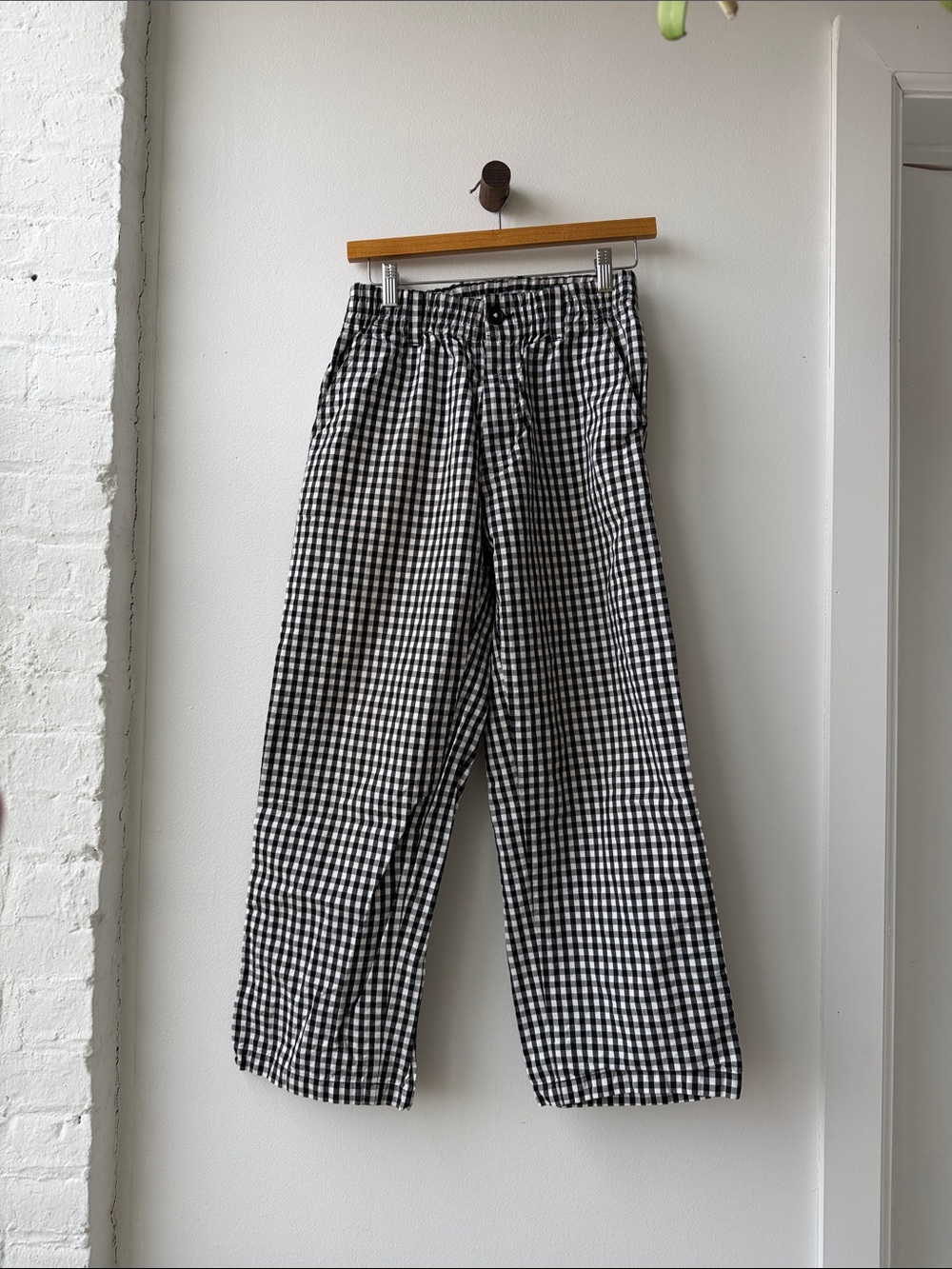 Noah NYC Black & White Gingham Wide-Leg Chinos